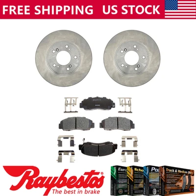 Kit dianteiro rotores de freio + pastilhas de cerâmica e ferragens para 1993-1995 Acura Legend - Imagem 1 de 4