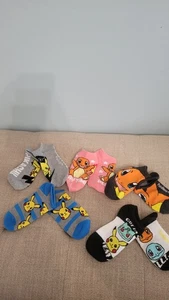 Pokemon Pikachu Socks Youth M 7.5 -3.5 Kid Child No-Show Ankle NEW LOT x 5 Pairs - Picture 1 of 4