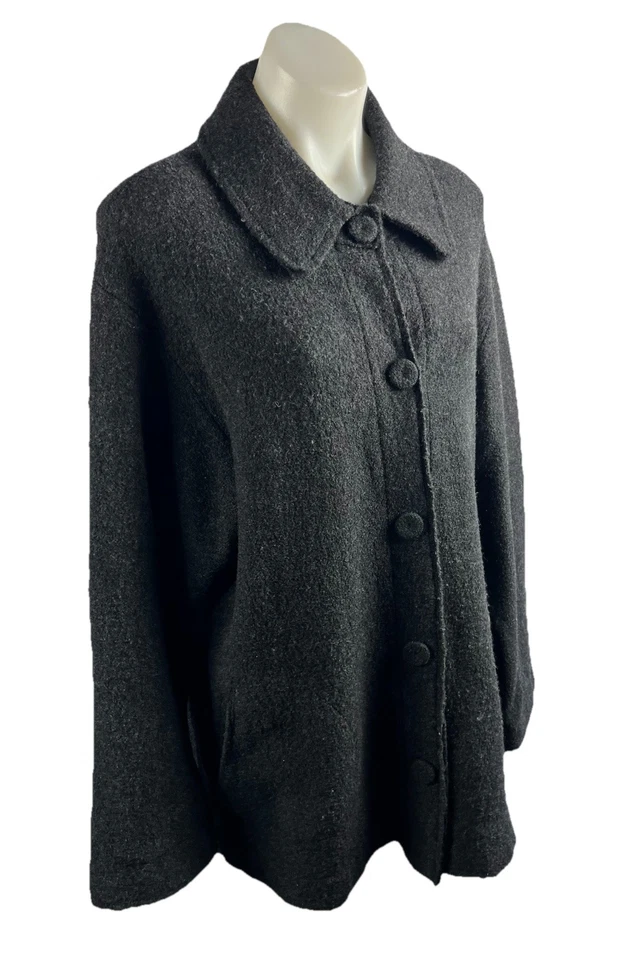 MAGGIE T Charcoal Grey 100% Wool Jacket/ Cardigan Plus Size 18-20 - image 1 of 4