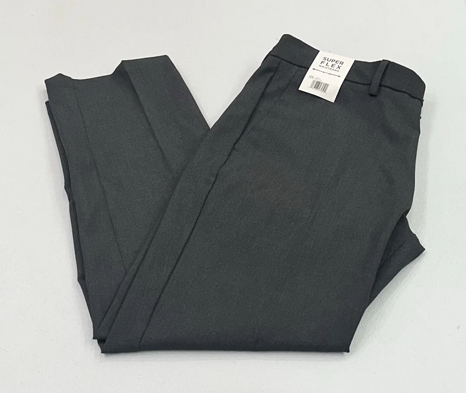 Haggar Men's Slim-Straight Premium Flex Dress Pants Dark Gray Size 42x34