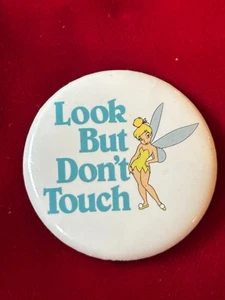 Disney Sassy Flirty Tinkerbell Look But Don't Touch Pinback Button 1.5" - Picture 1 of 2