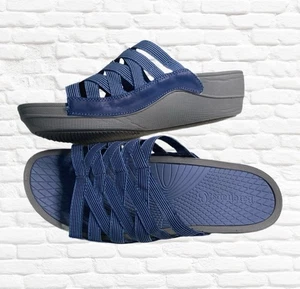 BareTraps Beverly Sandals Wedge Denim Blue Gray Strappy Slip On Slides  Sz 8M - Picture 1 of 6