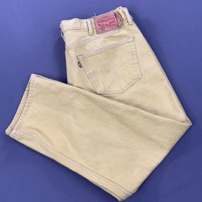 Levis 501 Jeans Men 42x30 (38x29) Yellow Button Fly Straight Denim Pants VTG Y2K - Image 1 of 4