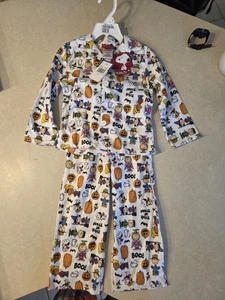 Peanuts Snoopy Halloween Pajamas Set Kids Size 4T White Character Print - Picture 1 of 2