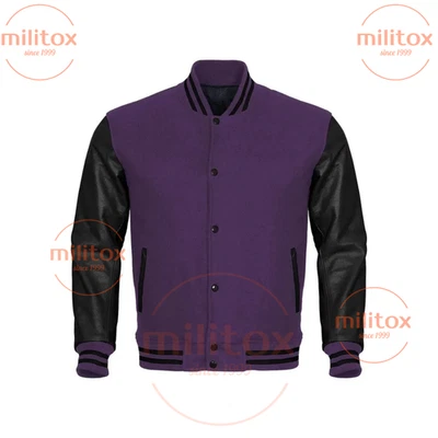 Varsity Jacket – Wool Body & Leather Sleeves | Premium Quality, Free Shipping, - Image 1 of 3