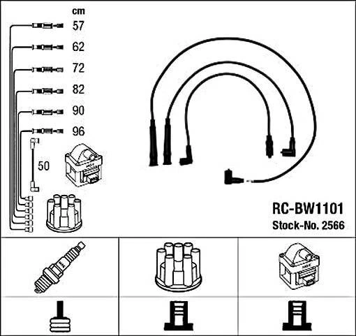NGK Ignition Cable Kit Black For BMW E12 E28 E24 E23 73-87 - Image 1 of 1