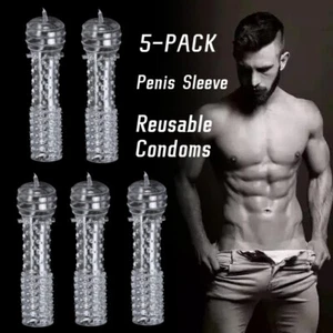 Texturizado Condones Condon Reusable Reutilizable Masculino Para Hombles Pene - Picture 1 of 14