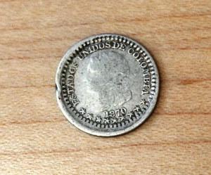 1870 Colombia 1/2 Decimo Silver - Picture 1 of 2