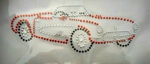 1956-57 Corvette Car Red Silver Rhinestone Studs Iron-On Hot-Fix Transfers #63 - Picture 1 of 1