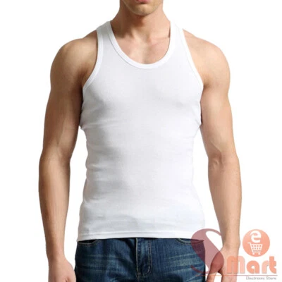 Camiseta sin mangas 100 % algodón para hombre 3 piezas Camiseta A Esposa Batidor Camiseta interior Camisa de entrenamiento Foto 1 de 4
