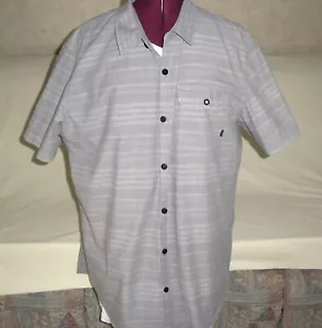 Rusty Men's Short Sleeve Button Shirt, Gray Stripe, Size XL, Excellent Cond. - Picture 1 of 5
