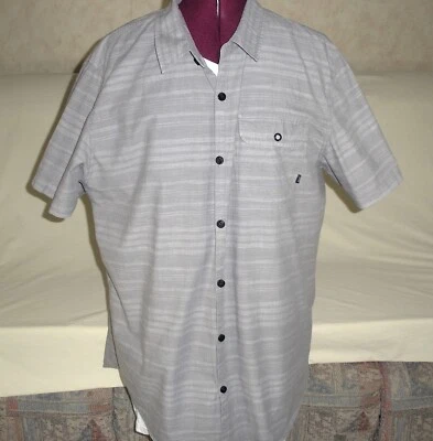 Rusty Men's Short Sleeve Button Shirt, Gray Stripe, Size XL, Excellent Cond.  - Image 1 of 4
