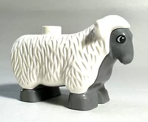Lego Duplo weiße Schaf Tierfigur - Nutztier - graues Gesicht - Bild 1 von 2
