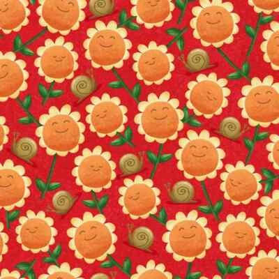 Colcha de tecido de algodão 3 jardas - Quilting Treasures Home doce gnomo girassol ferrugem - Imagem 1 de 2