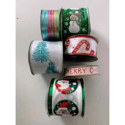 Assorted Christmas ribbon 50 yards 1.5" wired6 small rolls - Image 1 of 4