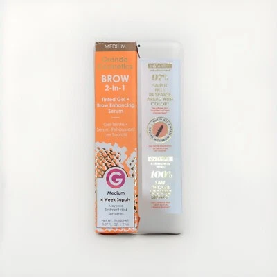 Two Pack Grande BROW 2 In 1 Eyebrow Enhancing Serum Tinted MEDIUM 4ML Exp 2027 - Image 1 of 3