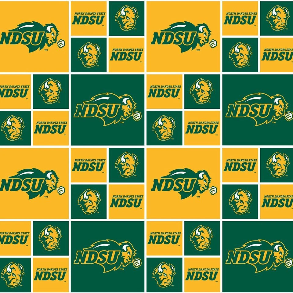 North Dakota State NDSU Bison Cotton Fabric Geometric Print-By the Yard - Image 1 of 1