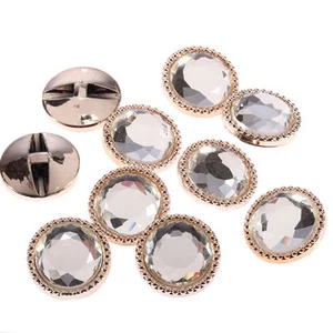 CraftbuddyUS AB14-18G 30pcs Gold Round Glass Button Crystal Diamante Rhinestone - Picture 1 of 2