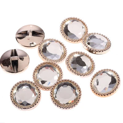 CraftbuddyUS AB14-18G 30pcs Gold Round Glass Button Crystal Diamante Rhinestone - Image 1 of 2
