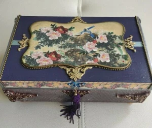Handmade very big jewellery wooden box ''Japanese garden'' - Picture 1 of 10