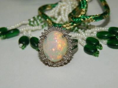 Anillo de compromiso de ópalo etíope natural de plata de ley 925 anillos de ópalo Foto 1 de 4