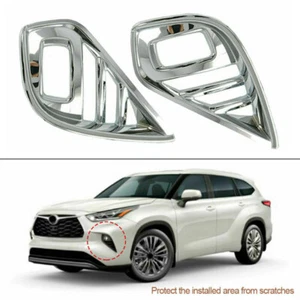 Fits Toyota Highlander 2020-2025 2026 Chrome Front Bumper Fog Light Cover Trim - Picture 1 of 9