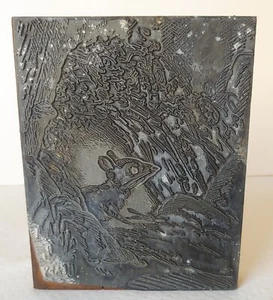 Antique Harrison H Cady Peter Rabbit Mouse Rat Wood Block Metal Print Plate - Picture 1 of 9