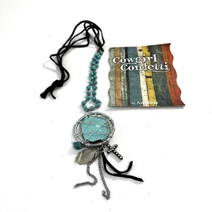 Collana JCN05 Cowgirl Confetti Grande Pietra Turchese con Croce Piuma e Zirconi - Foto 1 di 2