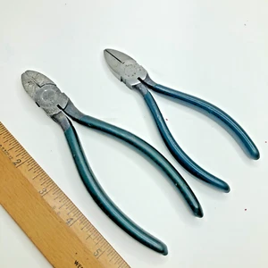 2-Vintage Diamantwerkzeuge S56P S55 diagonale Seite Drahtschneider Set grüner Griff USA - Bild 1 von 22