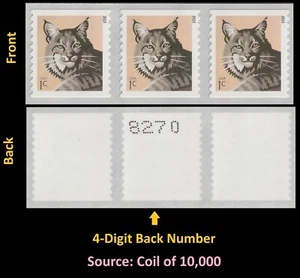 US 4672a Bobcat 1c coil strip 3 4d back # MNH 2015 - Picture 1 of 1