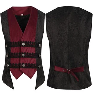 Formal Gothic Steampunk Victorian Cosplay Waistcoat Mens Brocade Tailored - Picture 1 of 6