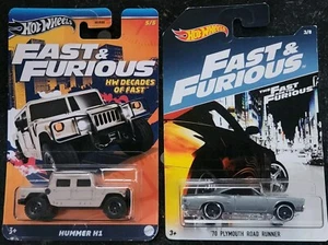 Hot Wheels Fast And Furious Lot Of 2 Hummer H1 And 70 Plymouth Road Runner 2016 - Picture 1 of 2