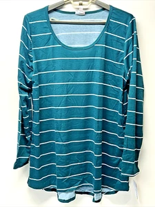 Nuevo con etiquetas LuLaRoe Mujer Talla 3XL Lynnae Prenda para el torso Verde Blanco Rayas Mangas Largas Cuello Cuchara - Imagen 1 de 20