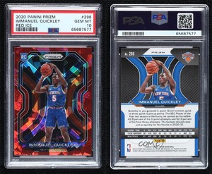 2020-21 Panini Prizm Red Ice Immanuel Quickley #296 PSA 10 GEM MT Rookie RC