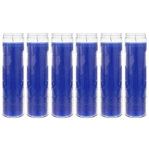 Veladora BLUE GLASS CANDLE 5-7 DAY Vela Azul para YEMAYA 6 PACK Santeria - Picture 1 of 3