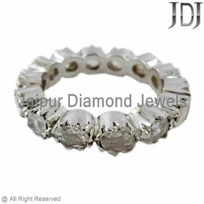 Anillo de compromiso fino de oro blanco de 14 k 0,96 TCW diamante talla rosa joyería Foto 1 de 3