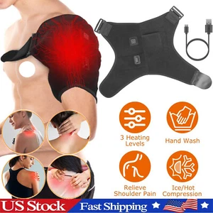 Electric Heated Shoulder Brace Heating Pad Therapy Shoulder Winter Heating Wrap - Picture 1 of 12