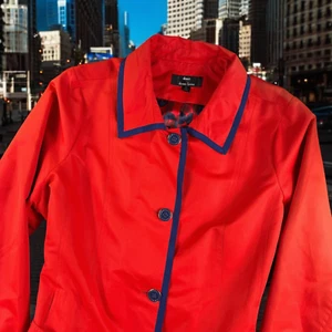 Gabardina Dennis Basso Mujer XL Retro Años 60 Ambiente Chaqueta de Lluvia Boho Cinturón Bolsillos - Imagen 1 de 11