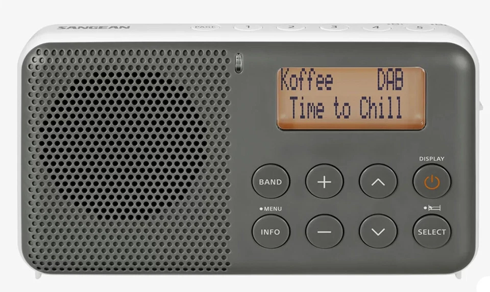 Sangean DAB+/FM Re-Chargeable Digital Pocket Radio+30 Pre-sets Grey/White-DPR64 - Image 1 of 4