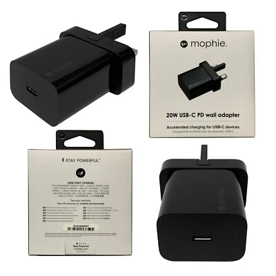 mophie Charger 20W Quick Charge USB C PD Wall Adapter 3 Pin UK Plug Head Only - Image 1 of 4