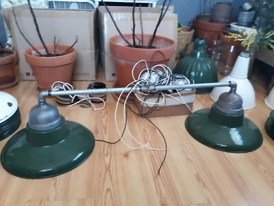 Antique Benjamin Porcelain and Enameled Factory Barn Pendant Light - Image 1 of 2