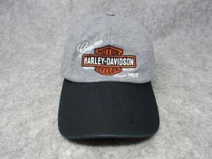 Harley Davidson Hat Cap Strap Back Mens Gray Black Spell Out Motorcycle Biker ' - Picture 1 of 11