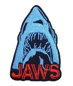 Jaws Film Hai Logo 3 Zoll hoch bestickt Aufbügeln Aufnäher - Bild 1 von 1
