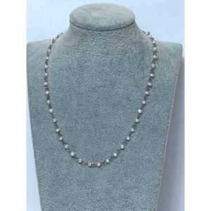 AE American Eagle Silver tone faux White Freshwater Pearl Chain Necklace - Picture 1 of 8
