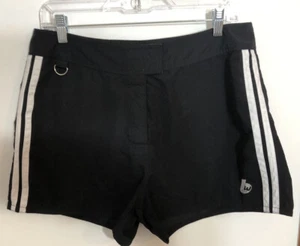 B W Sport Womens 12 Performance Shorts Black White Stripes Back Pocket Active - Picture 1 of 5