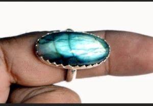 Natural Labradorite Gemstone Ring, 925 Sterling Silver Ring, For Women - Picture 1 of 3