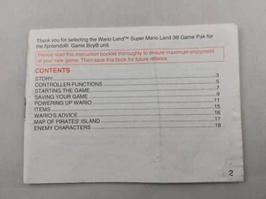 Super Mario Land 3: Wario Land (Nintendo Gameboy) Instruction Manual ONLY - Bild 1 von 2