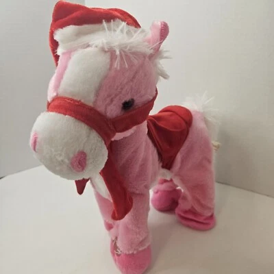 Dan Dee Pink Animated Christmas Horse Plush Musical Santa Hat Scarf - Image 1 of 4