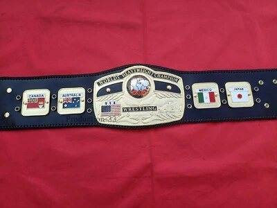NWA DOM GLOBO WORLD CAMPEÓN DE PESO PESADO CINTURÓN DE LUCHA 4 MM EN ZINC Y ORO 24k Foto 1 de 4