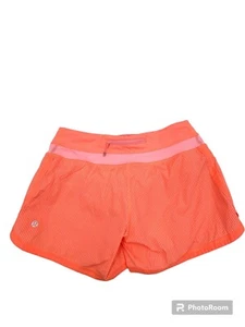 Lululemon Athletic Shorts Bright Pink Coral Stripes Women’s Size 6 - Picture 1 of 9